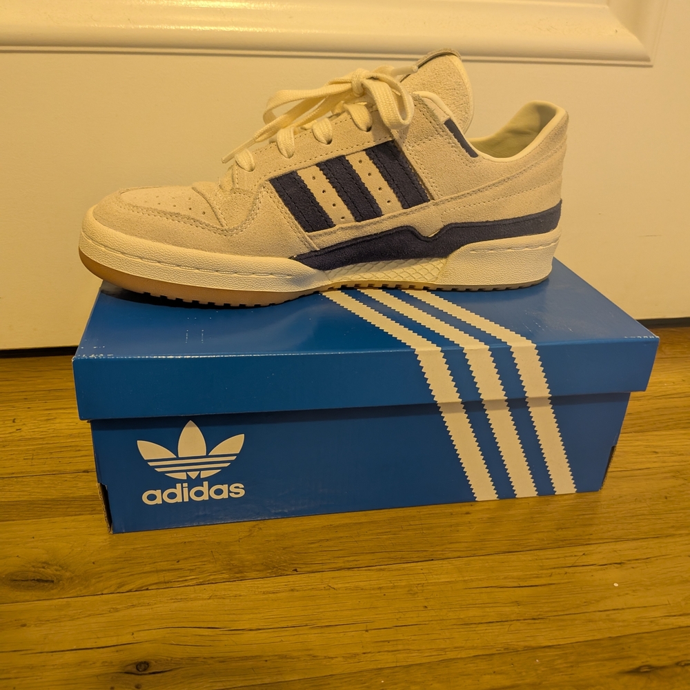 adidas Cream and Navy Athletic Shoes